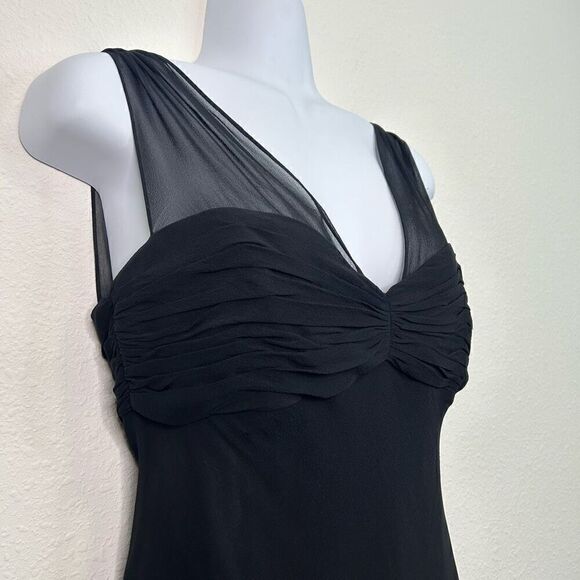 Vintage Jones New York NWT 100% Silk Black V Neck Sleeveless Midi Dress Sz 8 Y2K - Picture 4 of 13